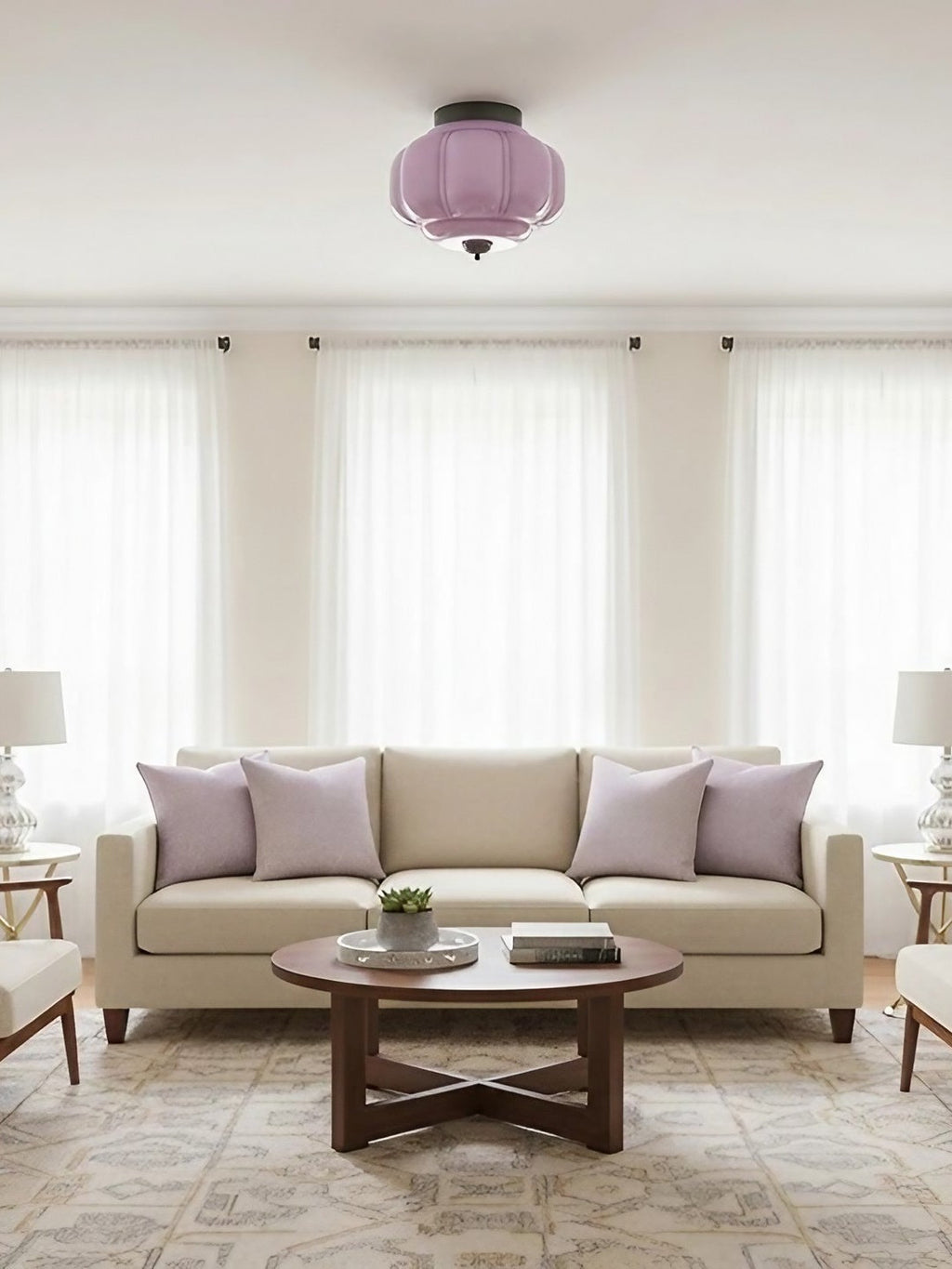 Retro Ceiling Lamp with Milk Glass Shade | Refined Semi-Flush Mount Lighting for Modern Interiors - Lamylie