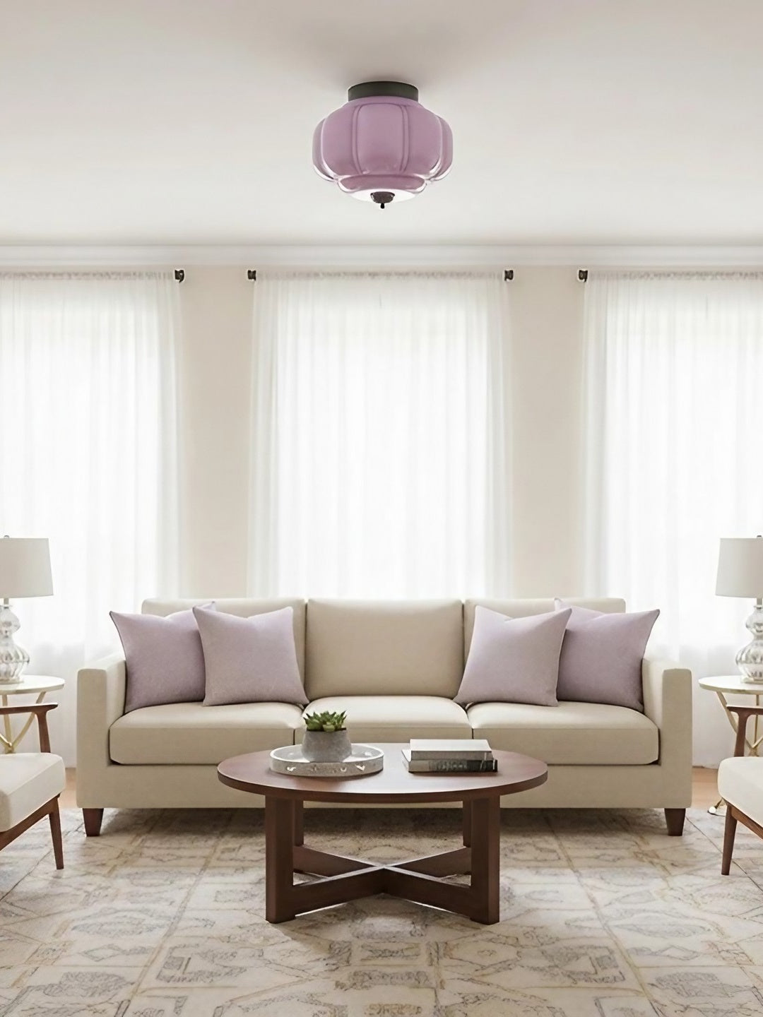 Retro Ceiling Lamp with Milk Glass Shade | Refined Semi-Flush Mount Lighting for Modern Interiors - Lamylie