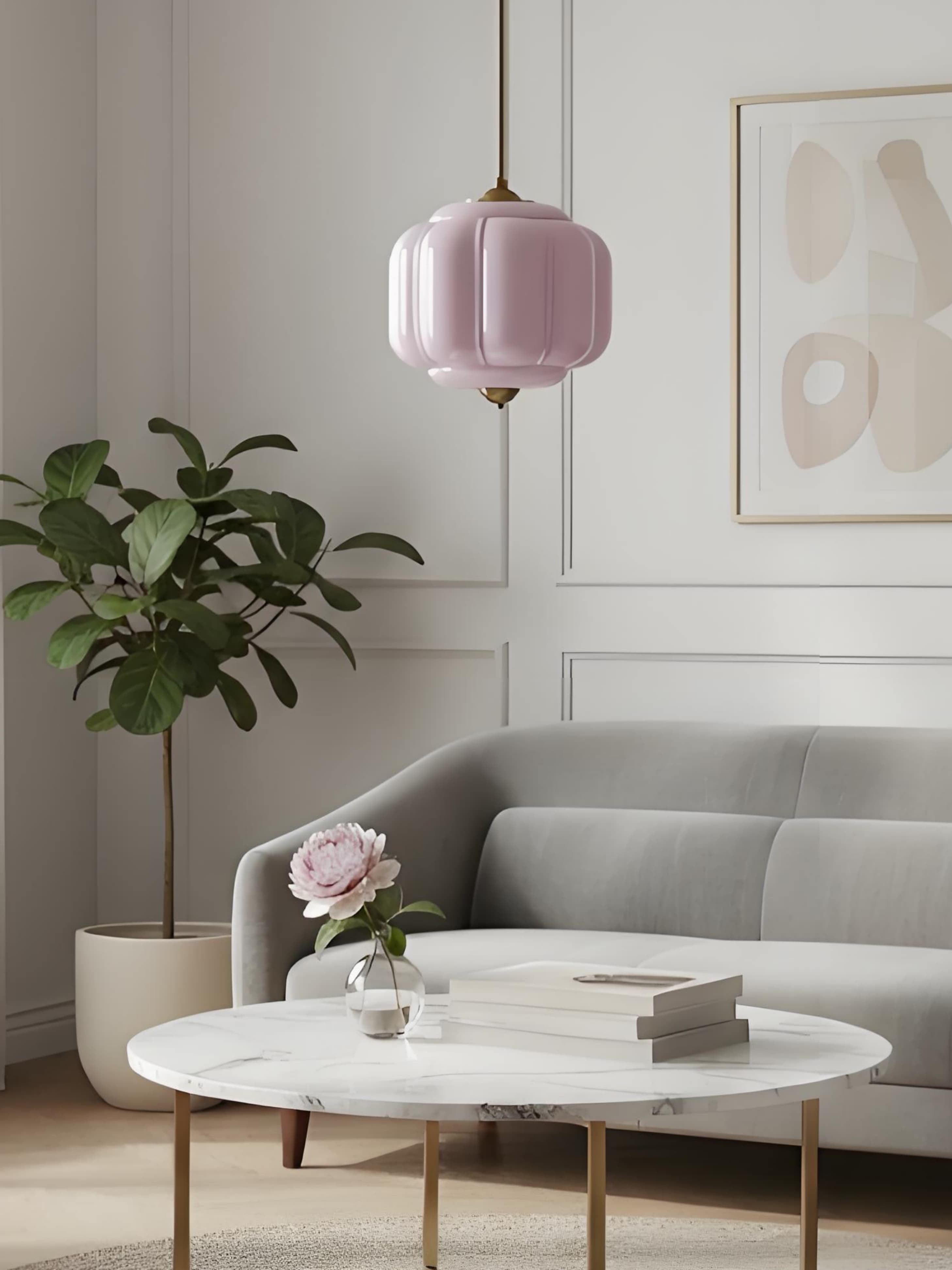Vintage Chandelier with Cream-Colored Glass Shades | Retro-Style Pendant Lamp for Dining Room & Living Room - Lamylie