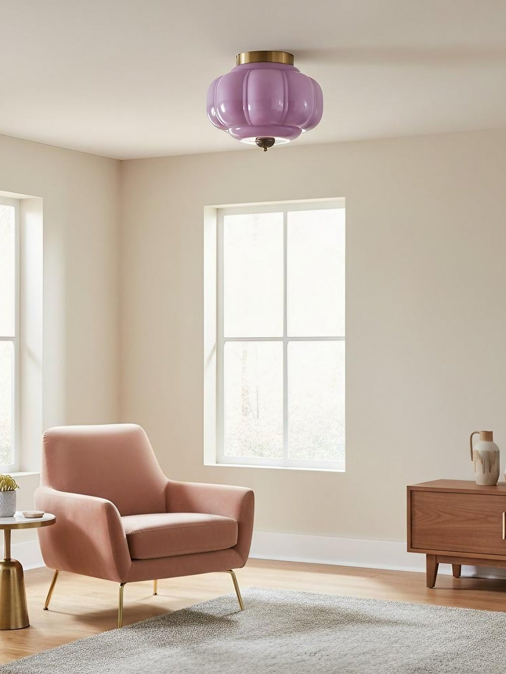 Retro Ceiling Lamp with Milk Glass Shade | Refined Semi-Flush Mount Lighting for Modern Interiors - Lamylie