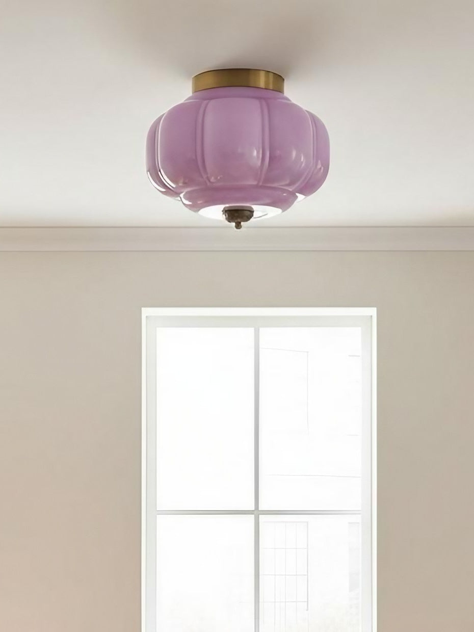 Retro Ceiling Lamp with Milk Glass Shade | Refined Semi-Flush Mount Lighting for Modern Interiors - Lamylie