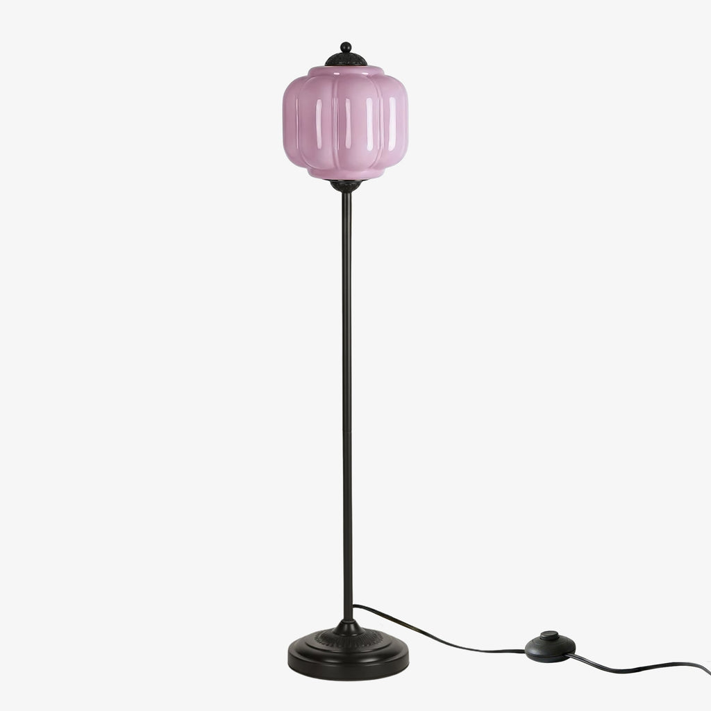 Decorative Glass Pumpkin Floor Lamp Retro Organic Style Living Room Standing Lamp - Lamylie