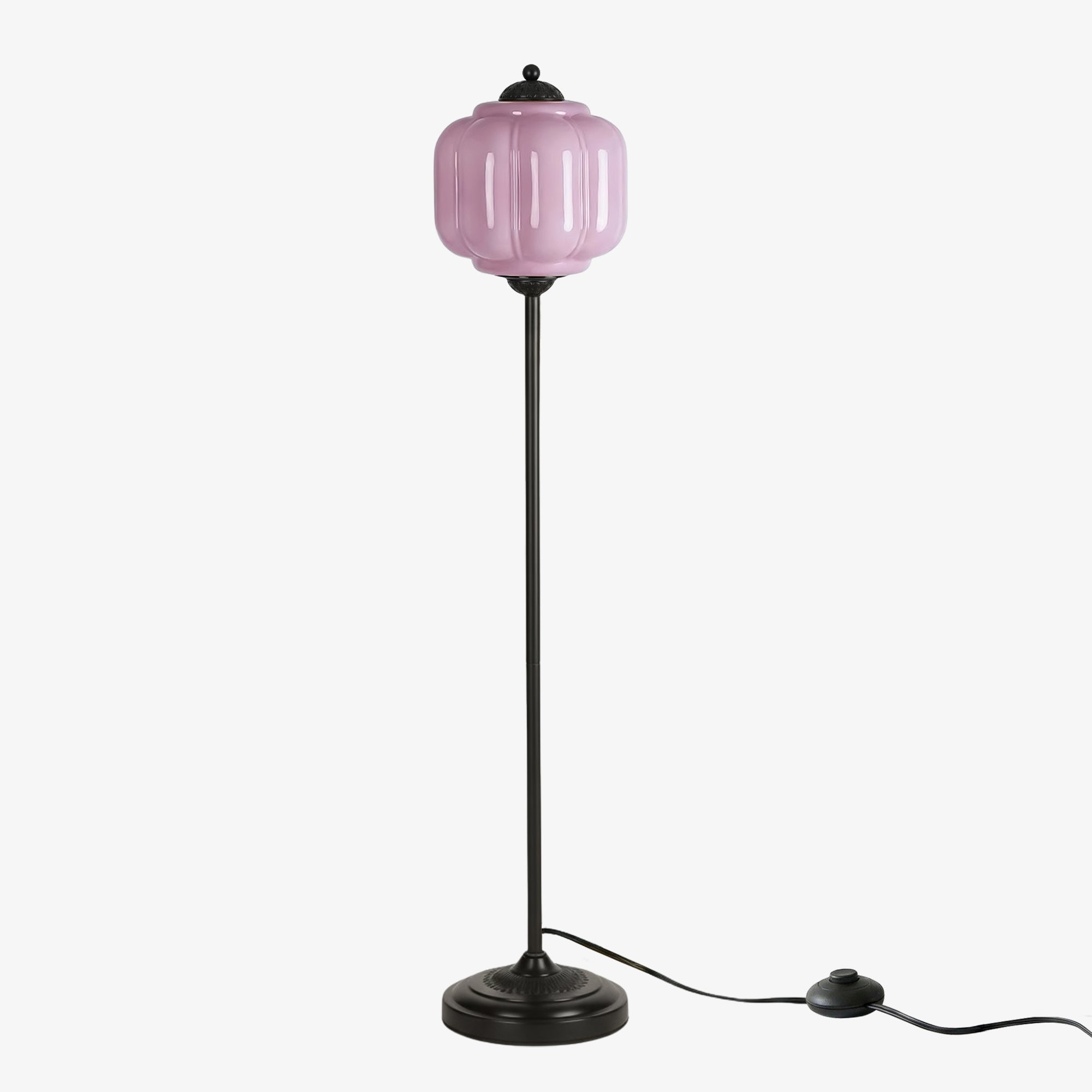 Decorative Glass Pumpkin Floor Lamp Retro Organic Style Living Room Standing Lamp - Lamylie