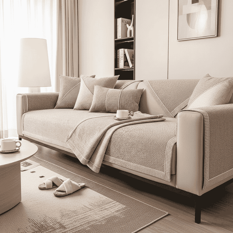 Sofalux Cotton-Linen Slipcover — Non-Skid Backing, Breathable Fabric