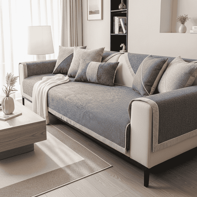 Sofalux Cotton-Linen Slipcover — Non-Skid Backing, Breathable Fabric
