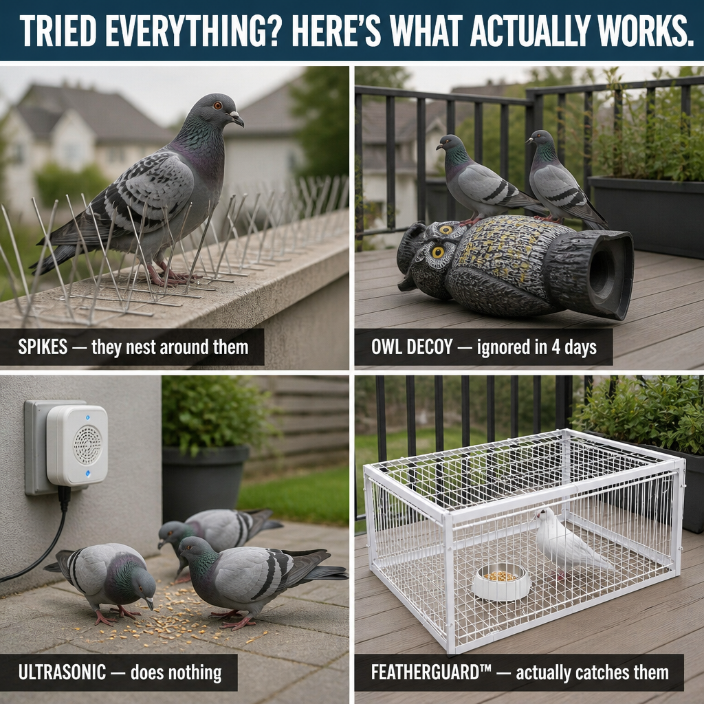 FeatherGuard — Captura humanamente las palomas que destrozan tu jardín, sin púas ni veneno - Lamylie