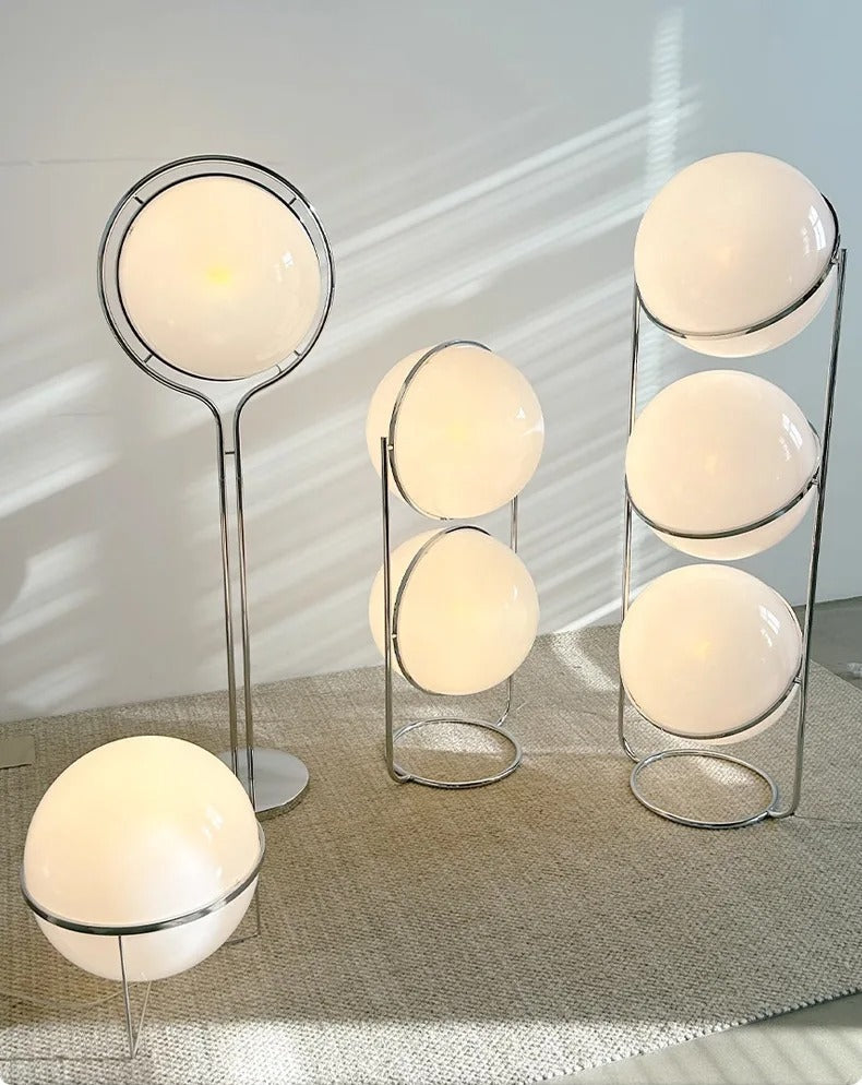 Modern Floor Lamp with Chrome Finish and Acrylic Globes | Atmospheric Lighting for Living Room and Bedroom - Lamylie