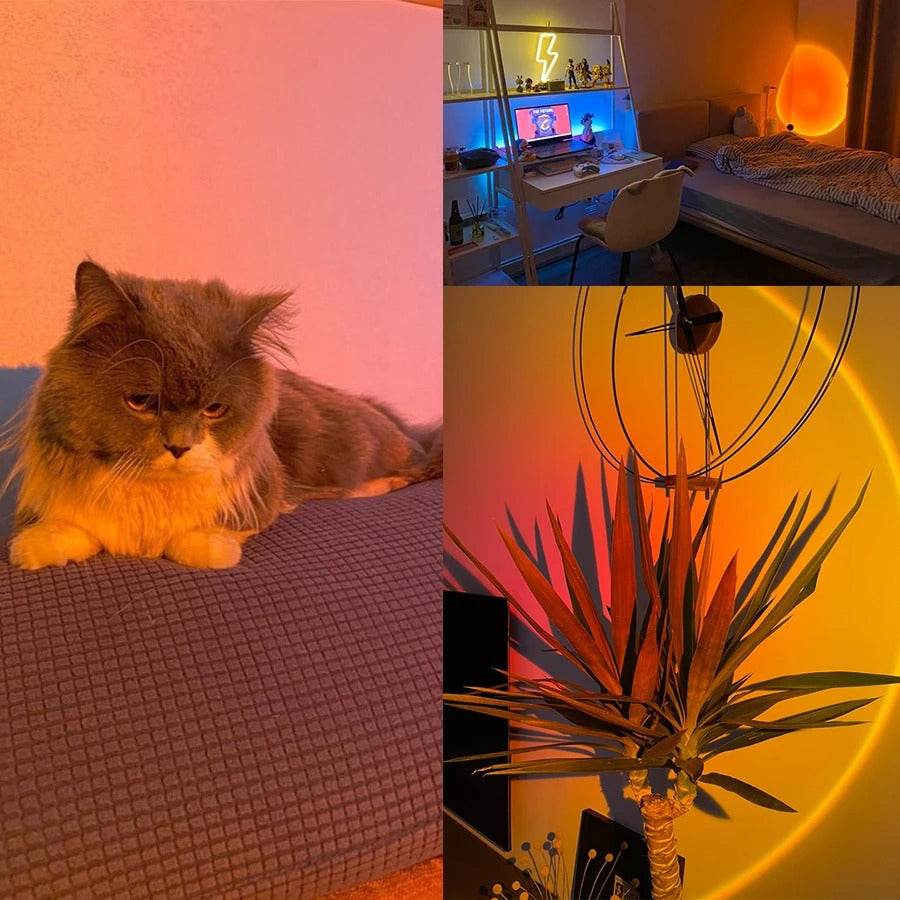 Sunset Lamp | 16 Colors + Remote Control LED Projector Table Lamp - USB Nightstand Lamps - Lamylie