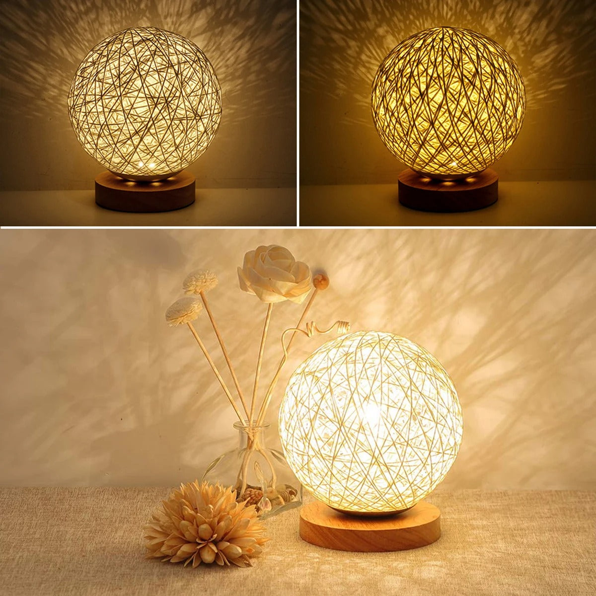 MoonLuxe | Handgefertigte dimmbare Rattan-Tischlampe - Lamylie