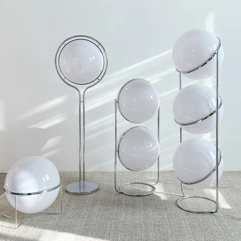 Modern Floor Lamp with Chrome Finish and Acrylic Globes | Atmospheric Lighting for Living Room and Bedroom - Lamylie