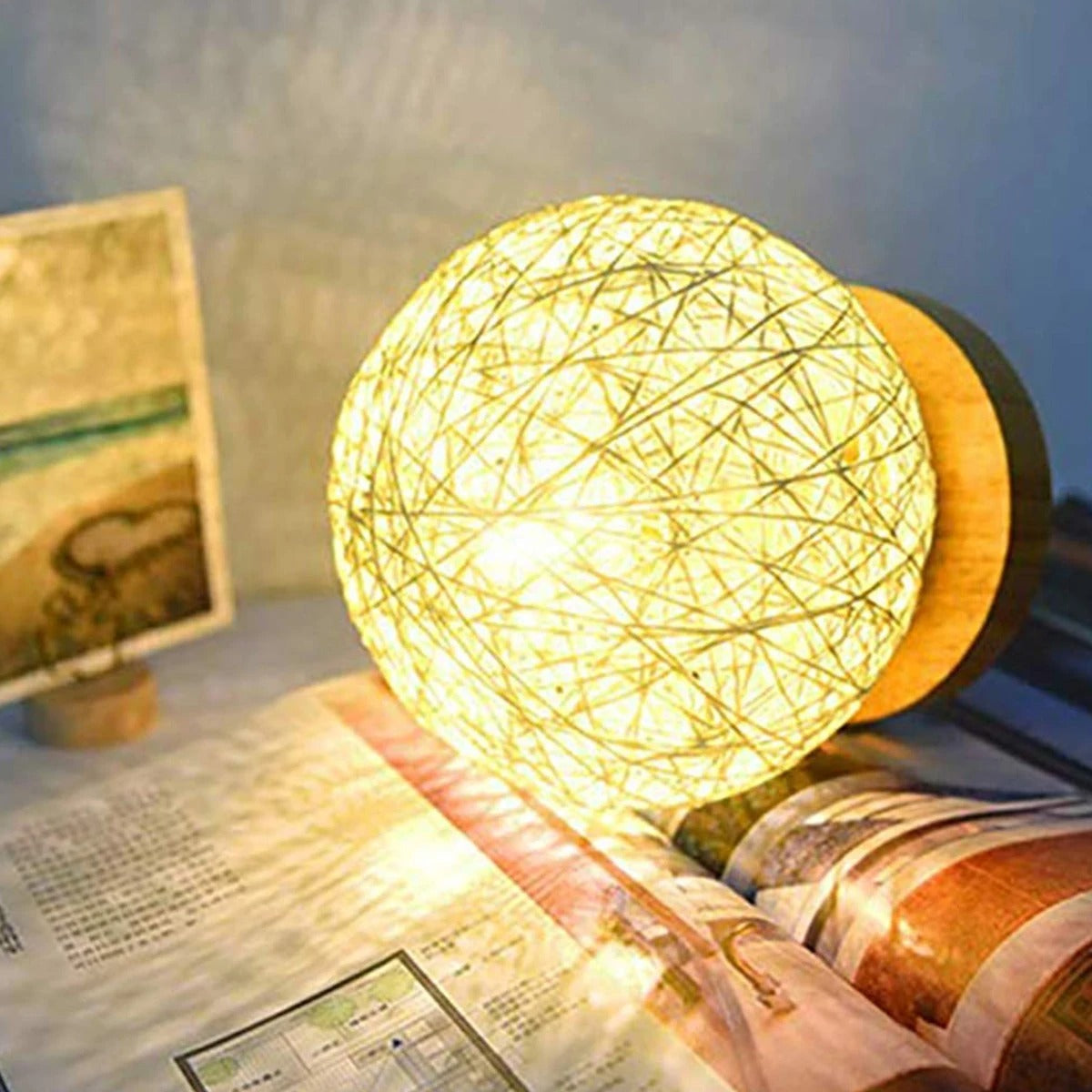 MoonLuxe | Handgefertigte dimmbare Rattan-Tischlampe - Lamylie