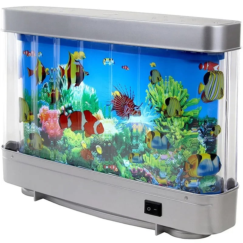 Retro Aquarium Lamp with Moving Fish | Soothing Ambient Light for Living Room, Office, Kids’ Room | No Maintenance Needed | Nostalgic LED Lamp - Lamylie