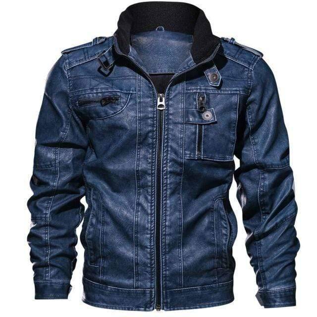 Faux Leather Jacket for Men with Velvet Collar - Lamylie