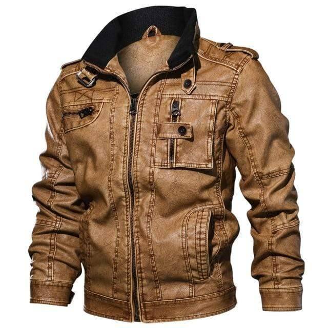 Faux Leather Jacket for Men with Velvet Collar - Lamylie