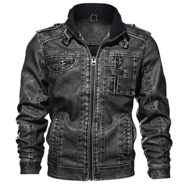 Faux Leather Jacket for Men with Velvet Collar - Lamylie