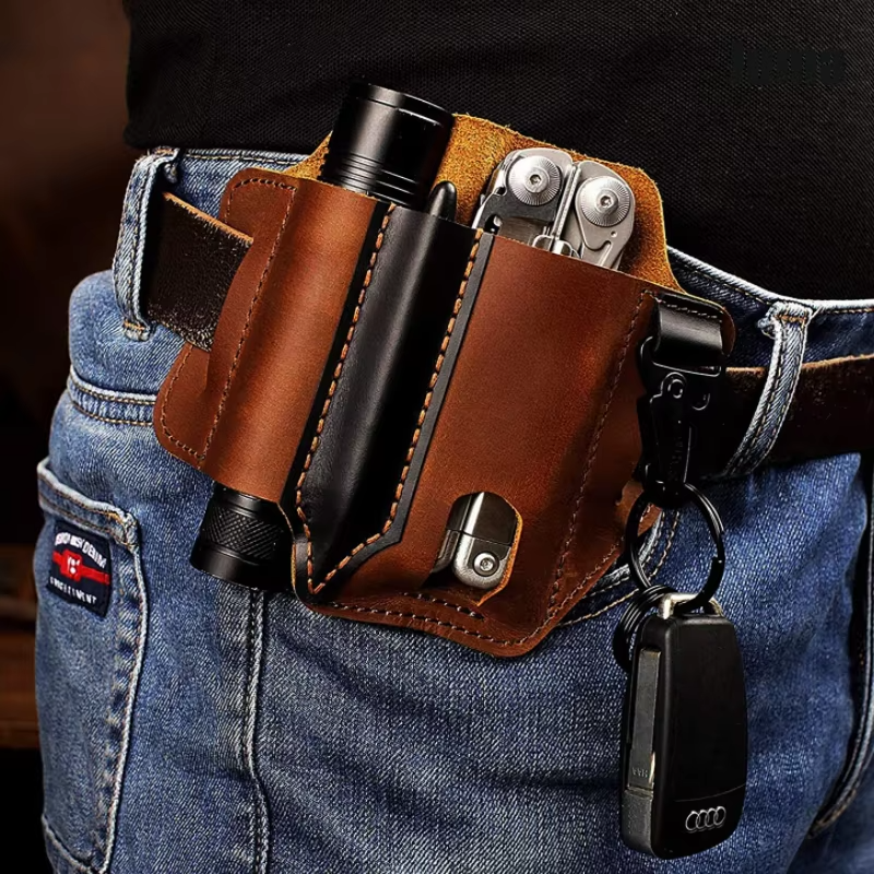 Multitool Holster for Everyday Carry - Genuine Leather Belt Sheath for Men - Lamylie