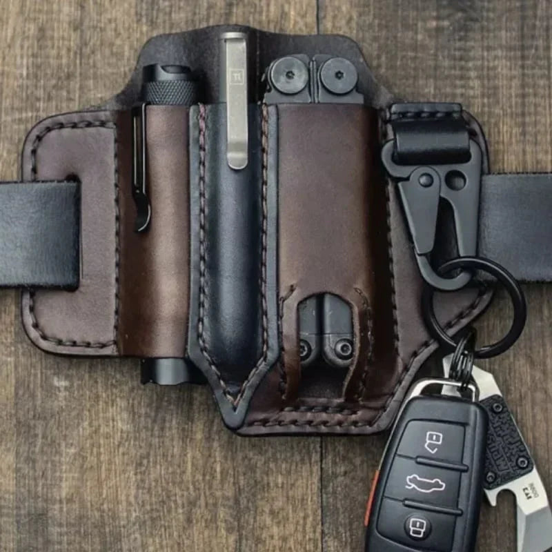 Multitool Holster for Everyday Carry - Genuine Leather Belt Sheath for Men - Lamylie