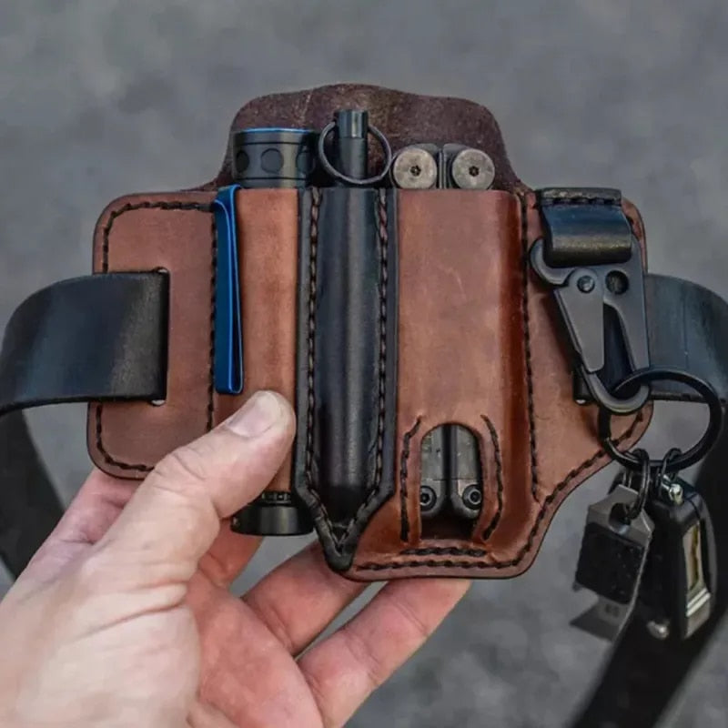 Multitool Holster for Everyday Carry - Genuine Leather Belt Sheath for Men - Lamylie