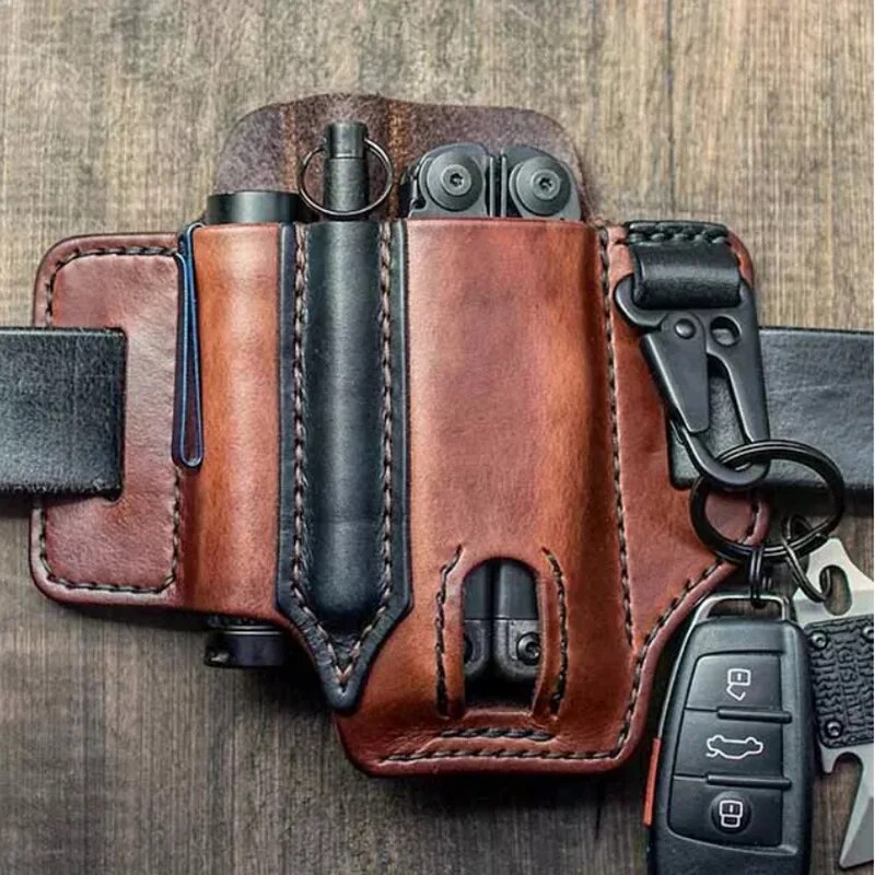 Multitool Holster for Everyday Carry - Genuine Leather Belt Sheath for Men - Lamylie