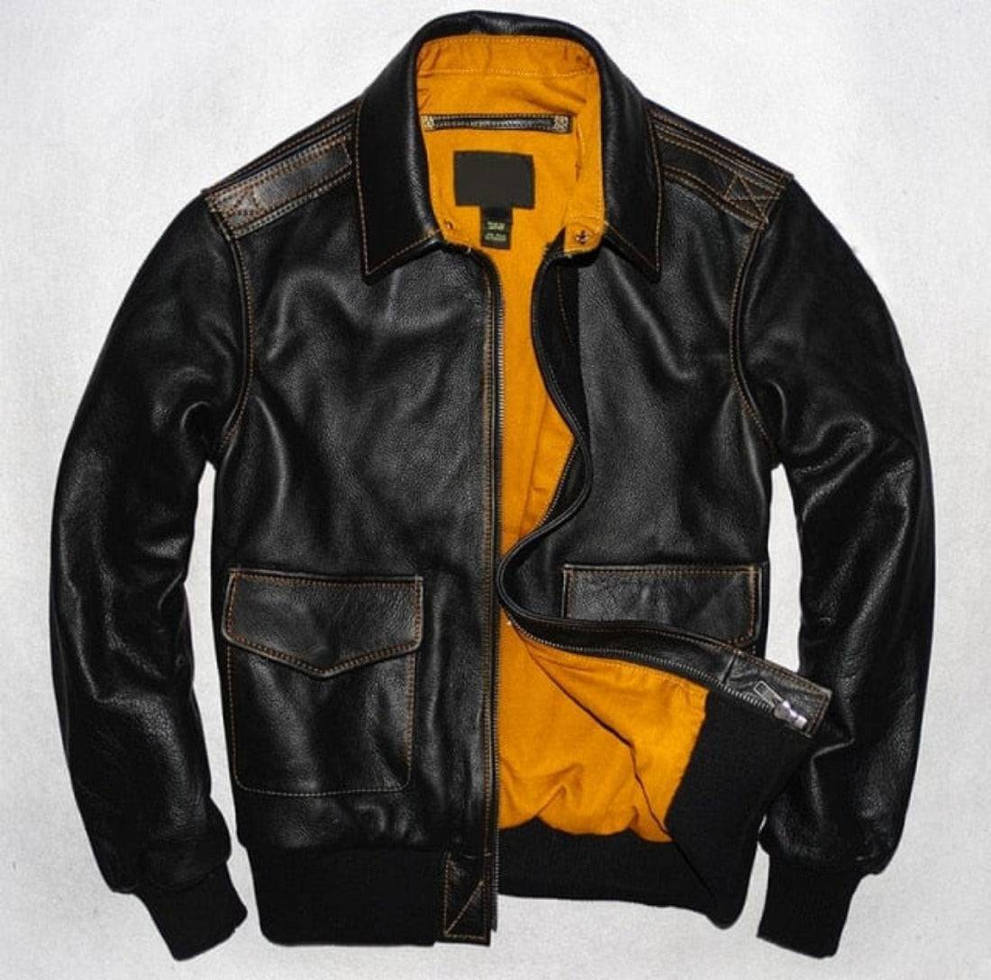 Military Style Air Force Jacket for Men in Genuine Leather - Lamylie