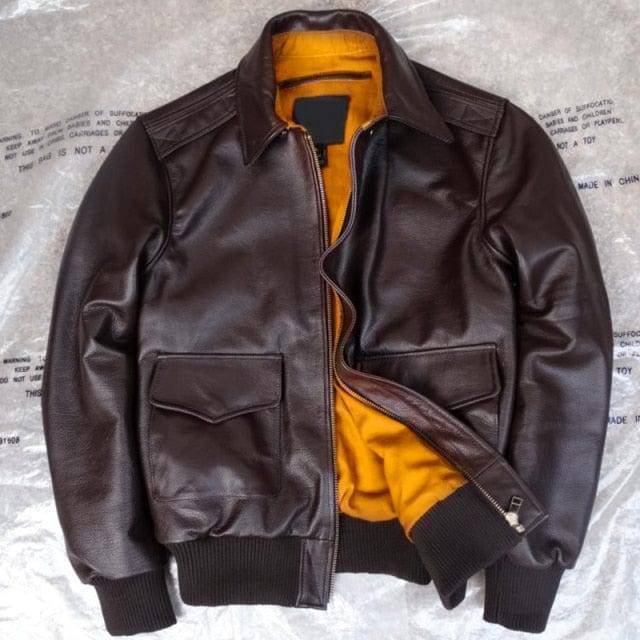 Military Style Air Force Jacket for Men in Genuine Leather - Lamylie