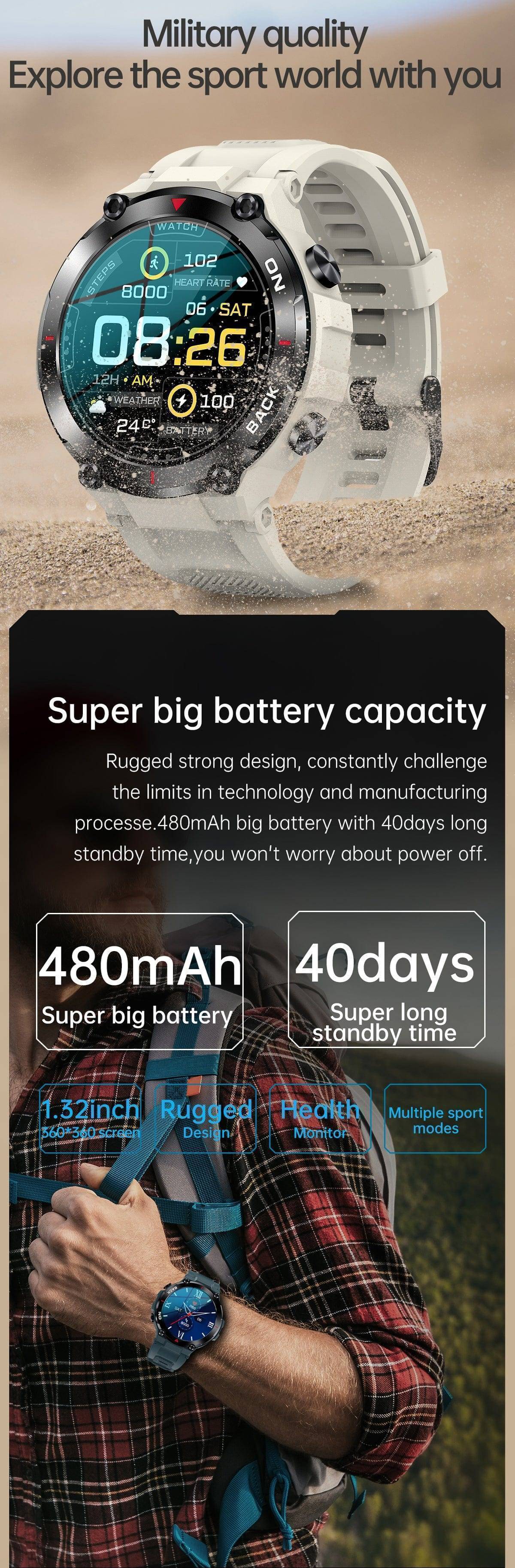 Multifunctional Fitness Tracker for Men - Outdoor GPS Smartwatch - Lamylie