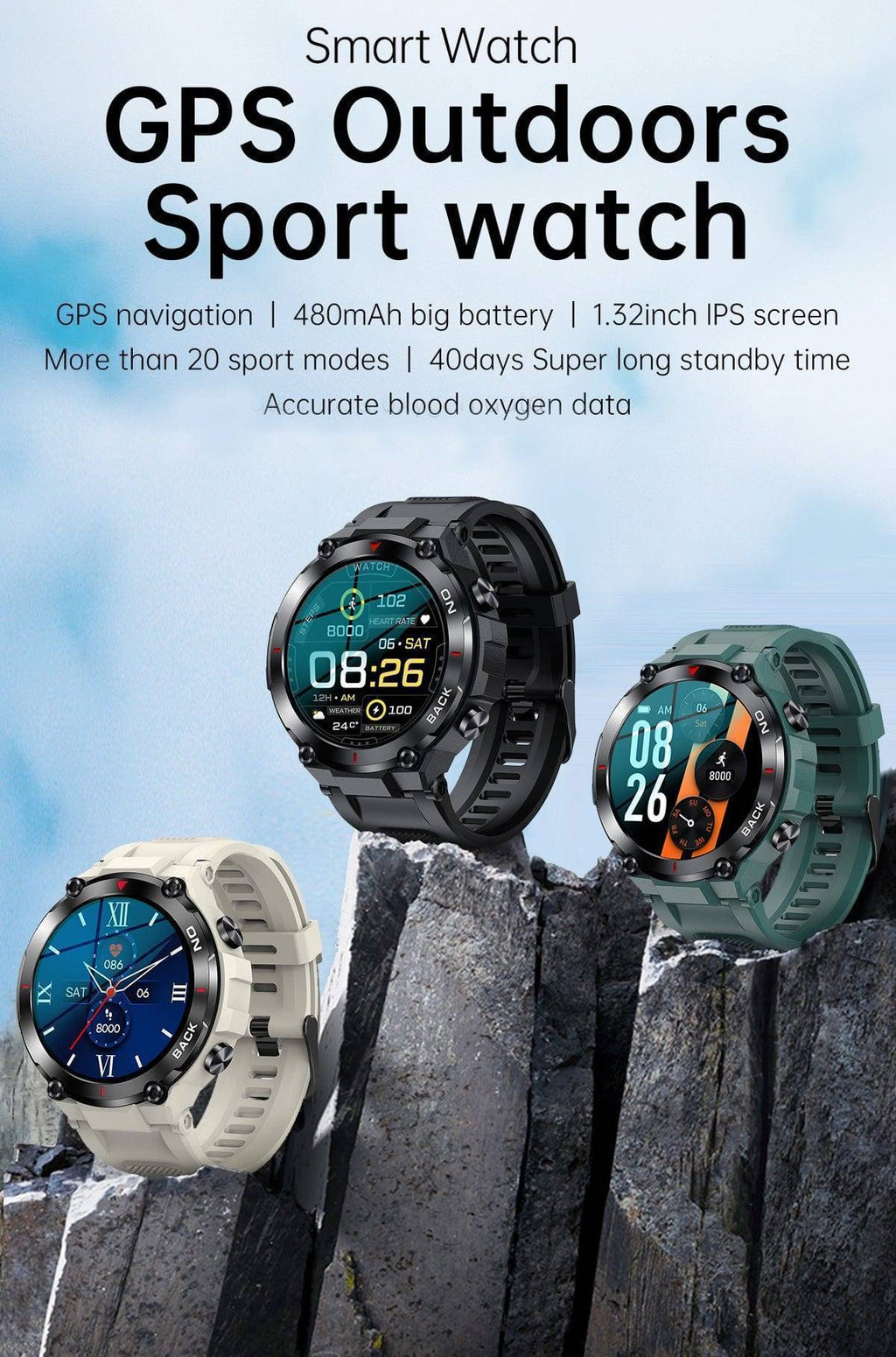 Multifunctional Fitness Tracker for Men - Outdoor GPS Smartwatch - Lamylie