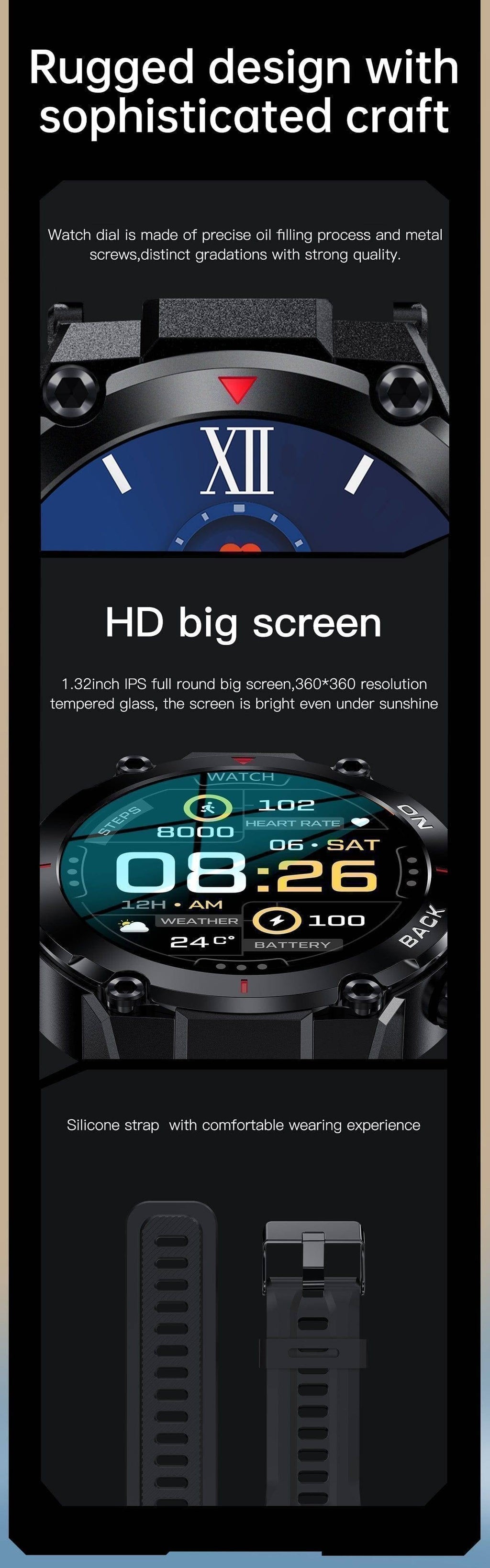 Multifunctional Fitness Tracker for Men - Outdoor GPS Smartwatch - Lamylie
