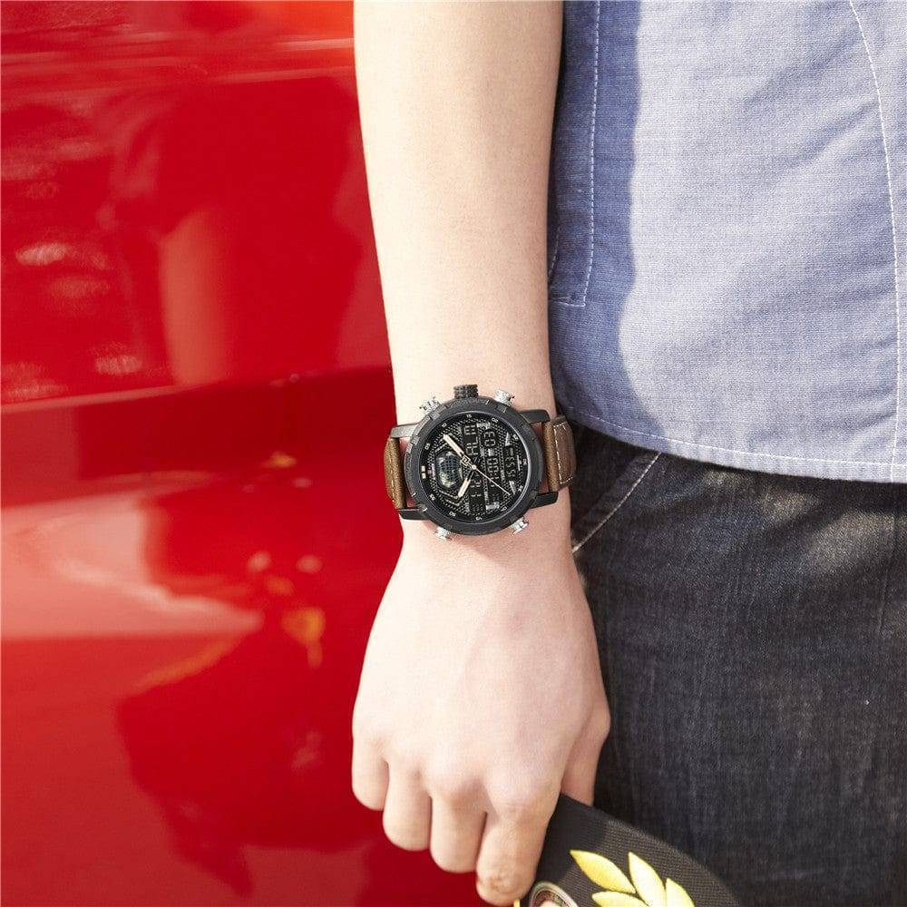 Herren-Lederuhr mit Quarzwerk für einen aktiven Lebensstil – Lamylie