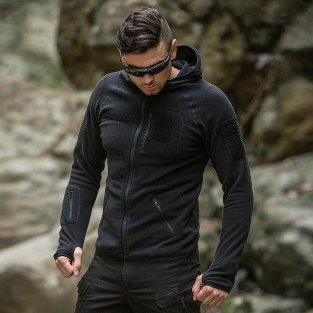 Fleece Training Jacket for Men with Hood – Outdoor Tactical Style - Lamylie