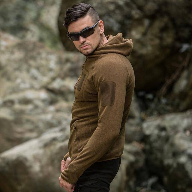 Fleece Training Jacket for Men with Hood – Outdoor Tactical Style - Lamylie