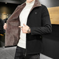Men's Insulated Coat with Faux Fur Trimmed Collar - Lamylie
