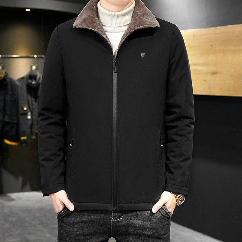 Men's Insulated Coat with Faux Fur Trimmed Collar - Lamylie