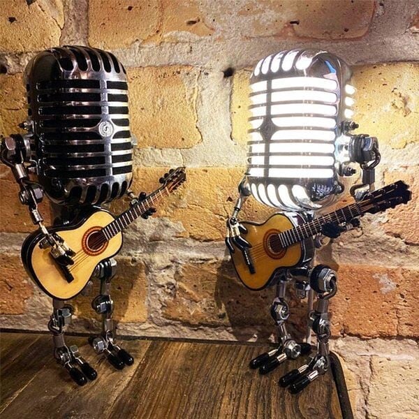 Stylish Lamp for Music Lovers – Mic Guitar Light - Lamylie