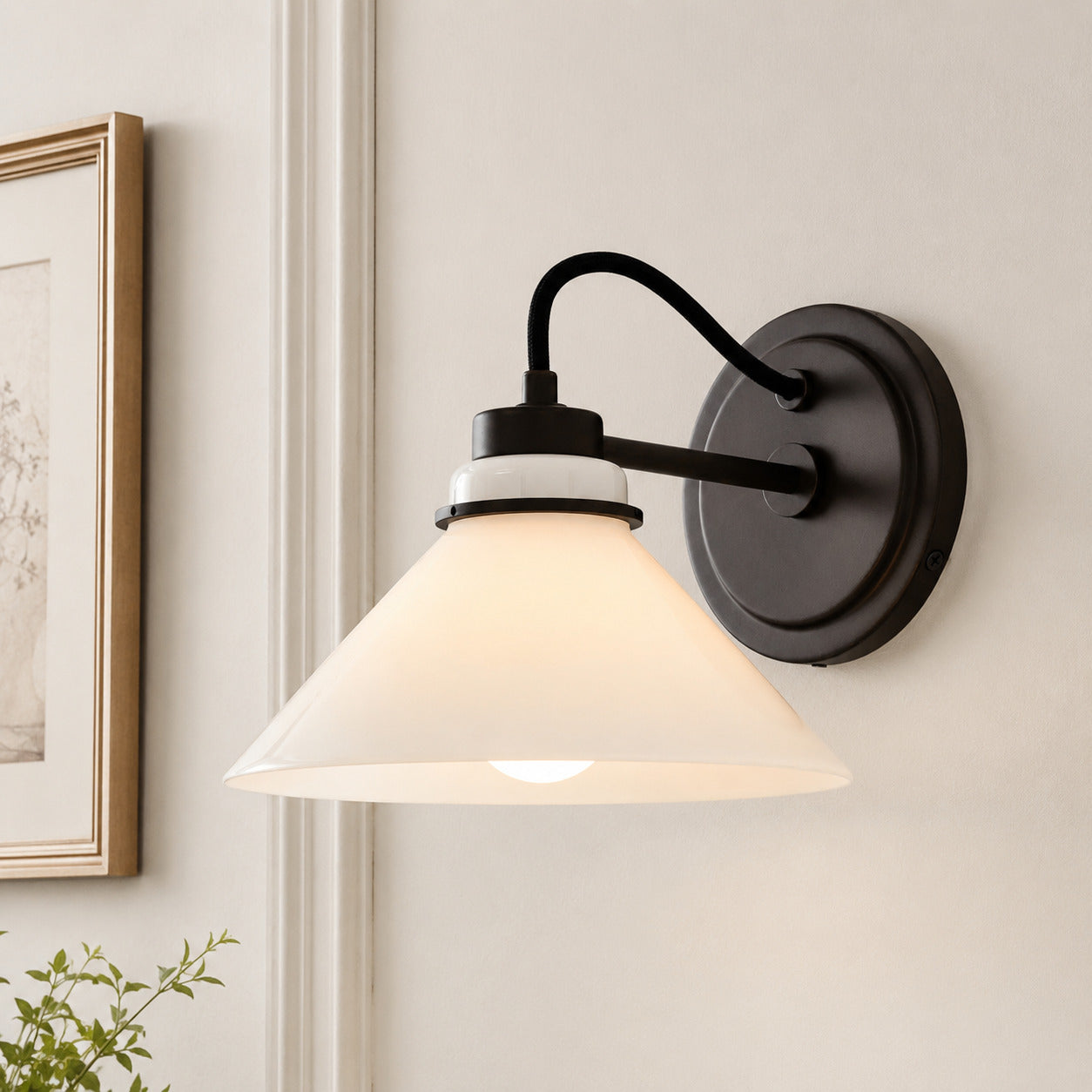 Globe Wall Lamp with Curved Arm | Modern Industrial Lighting for Bathroom, Bedroom, and Hall - Lamylie