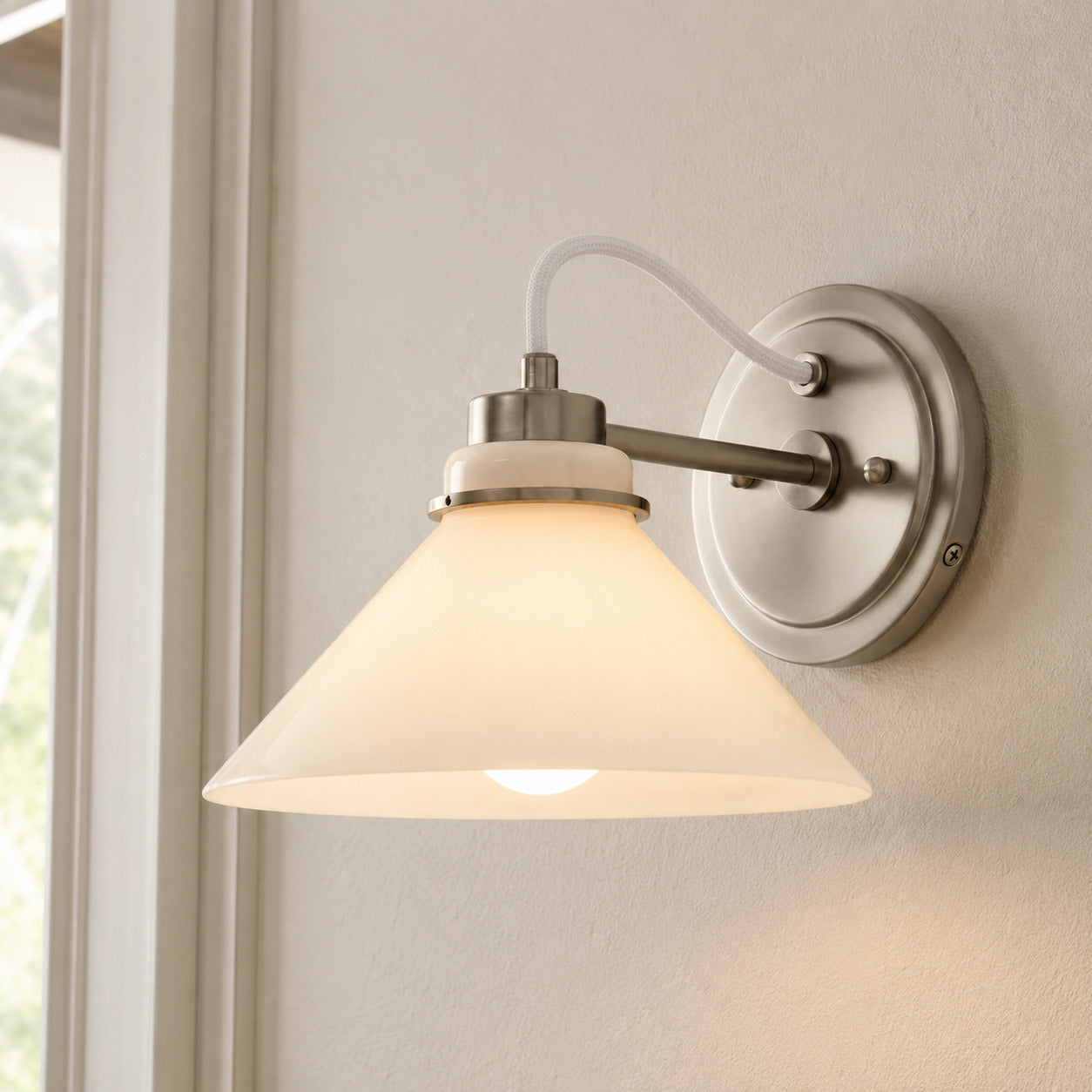 Globe Wall Lamp with Curved Arm | Modern Industrial Lighting for Bathroom, Bedroom, and Hall - Lamylie