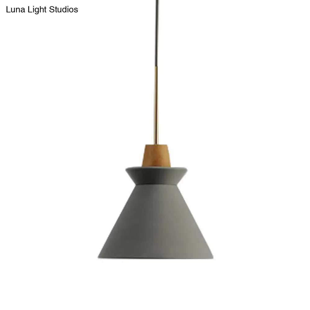 Concrete Pendant Lamp with Wooden Fixture | Minimalist Design for Dining Room - Lamylie