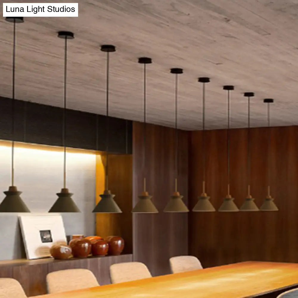 Concrete Pendant Lamp with Wooden Fixture | Minimalist Design for Dining Room - Lamylie