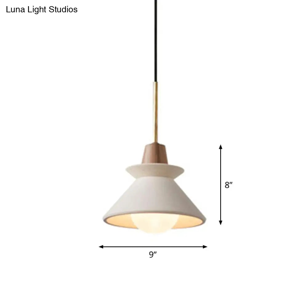 Concrete Pendant Lamp with Wooden Fixture | Minimalist Design for Dining Room - Lamylie