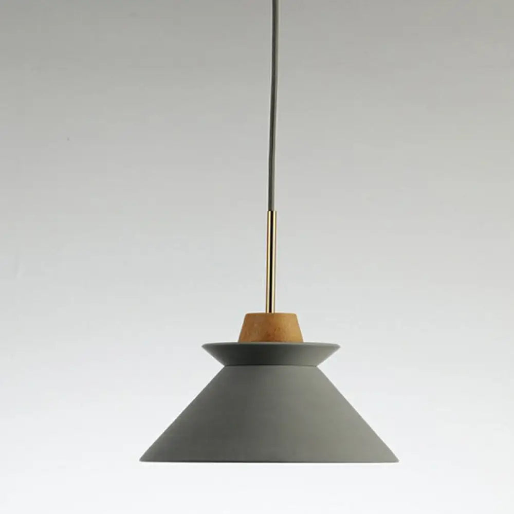 Concrete Pendant Lamp with Wooden Fixture | Minimalist Design for Dining Room - Lamylie