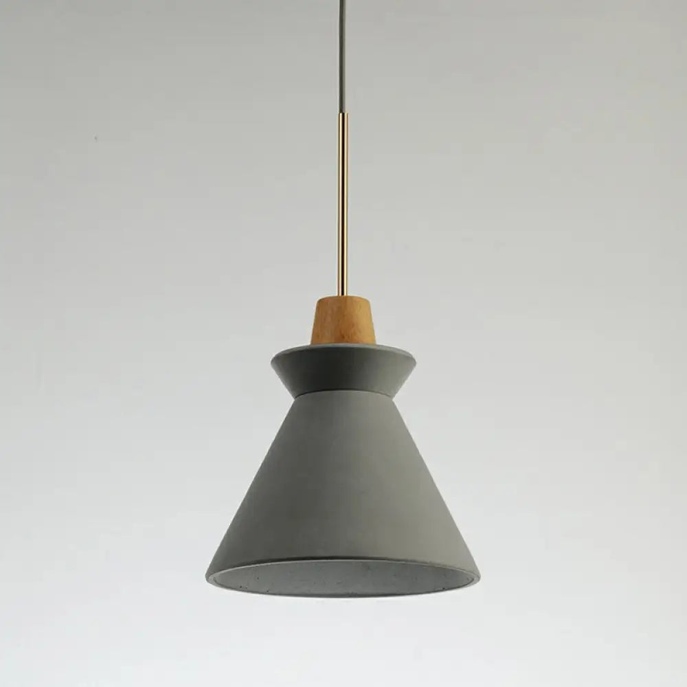 Concrete Pendant Lamp with Wooden Fixture | Minimalist Design for Dining Room - Lamylie