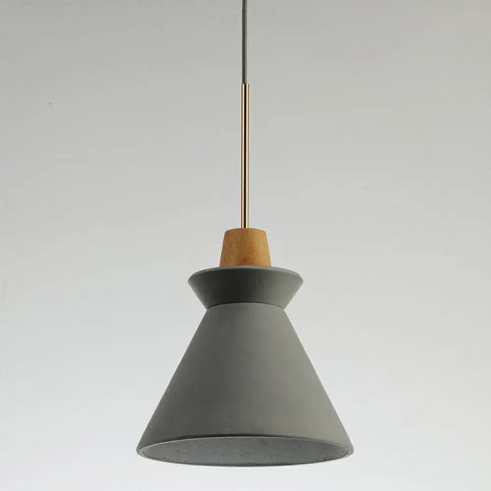 Concrete Pendant Lamp with Wooden Fixture | Minimalist Design for Dining Room - Lamylie