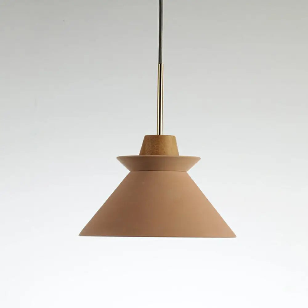 Concrete Pendant Lamp with Wooden Fixture | Minimalist Design for Dining Room - Lamylie
