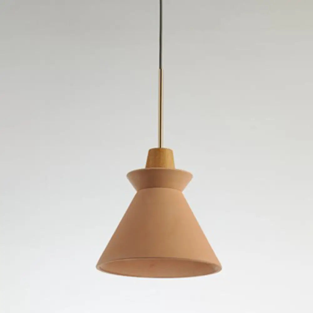Concrete Pendant Lamp with Wooden Fixture | Minimalist Design for Dining Room - Lamylie
