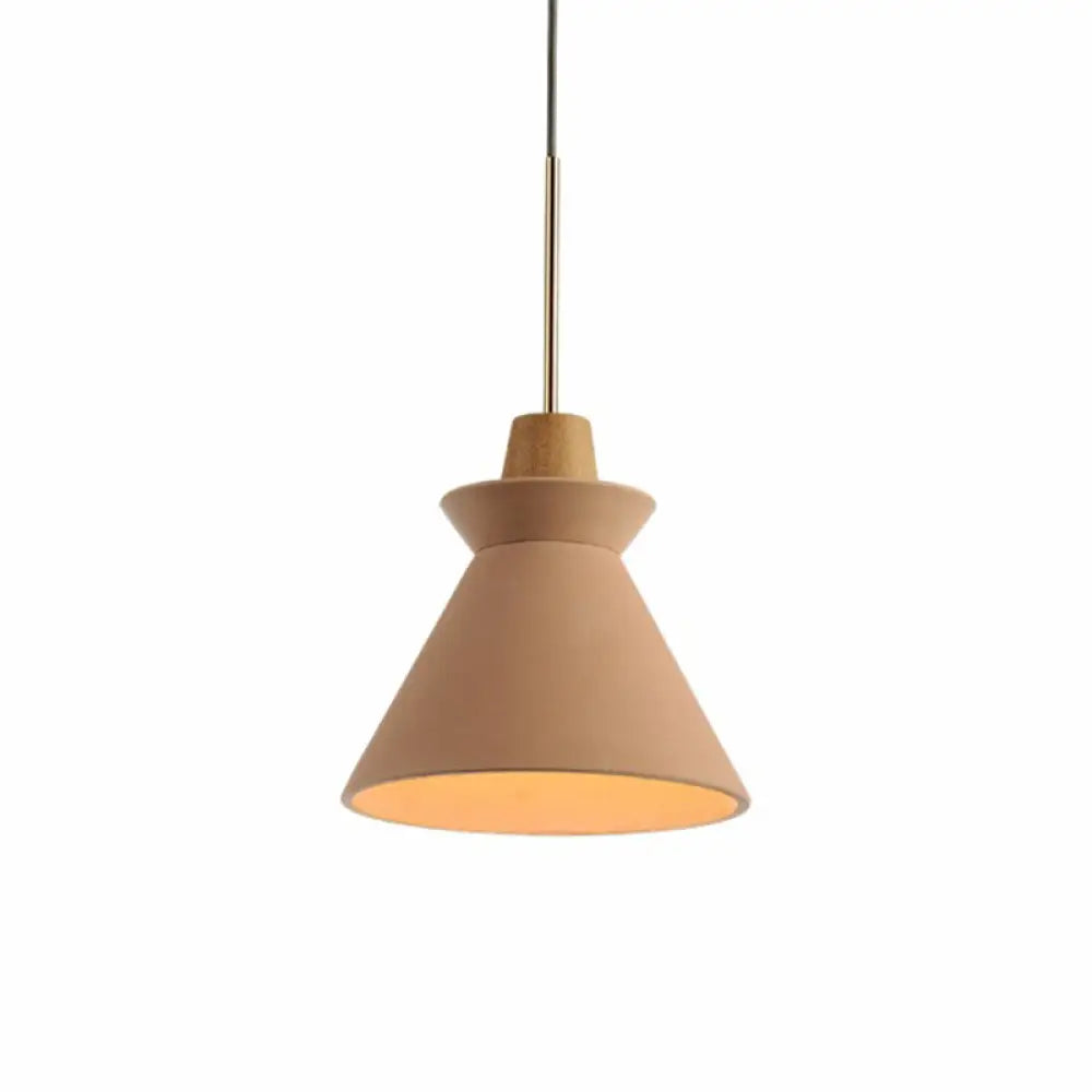 Concrete Pendant Lamp with Wooden Fixture | Minimalist Design for Dining Room - Lamylie