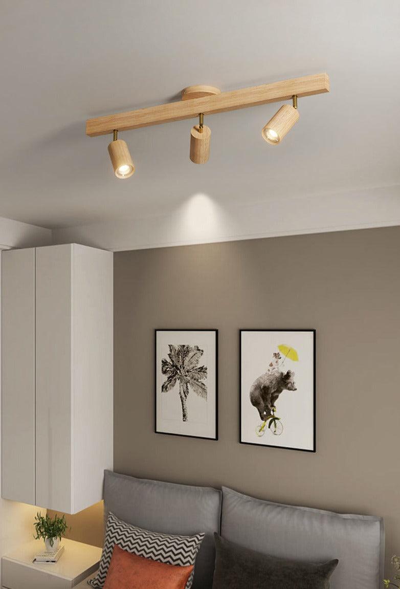 Modulär taklampa i trä med justerbart ljus | Skandinavisk design – Lamylie