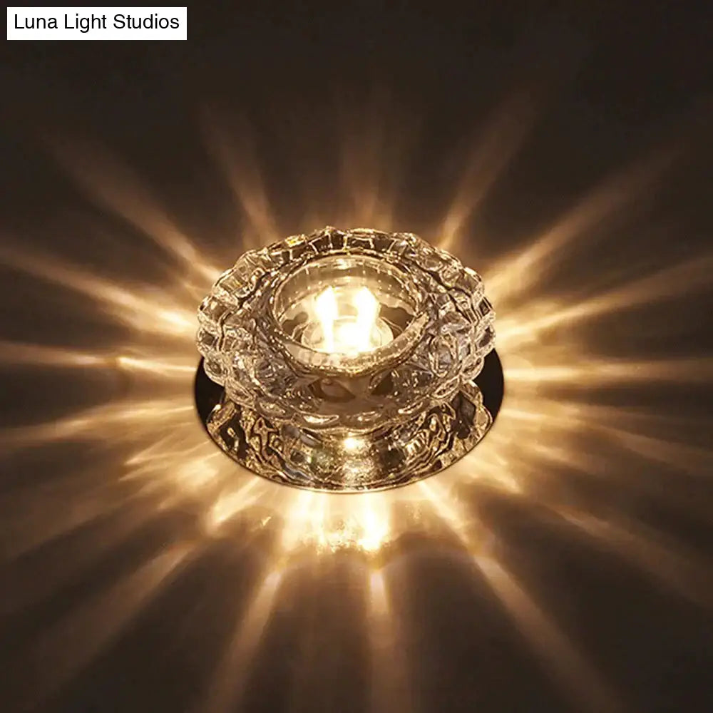 Modern Crystal Ceiling Lamp LED Stainless Steel Base Surface Lighting Living Room Hallway - Lamylie