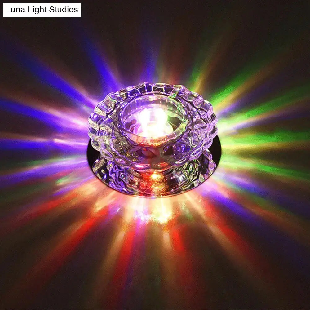 Modern Crystal Ceiling Lamp LED Stainless Steel Base Surface Lighting Living Room Hallway - Lamylie