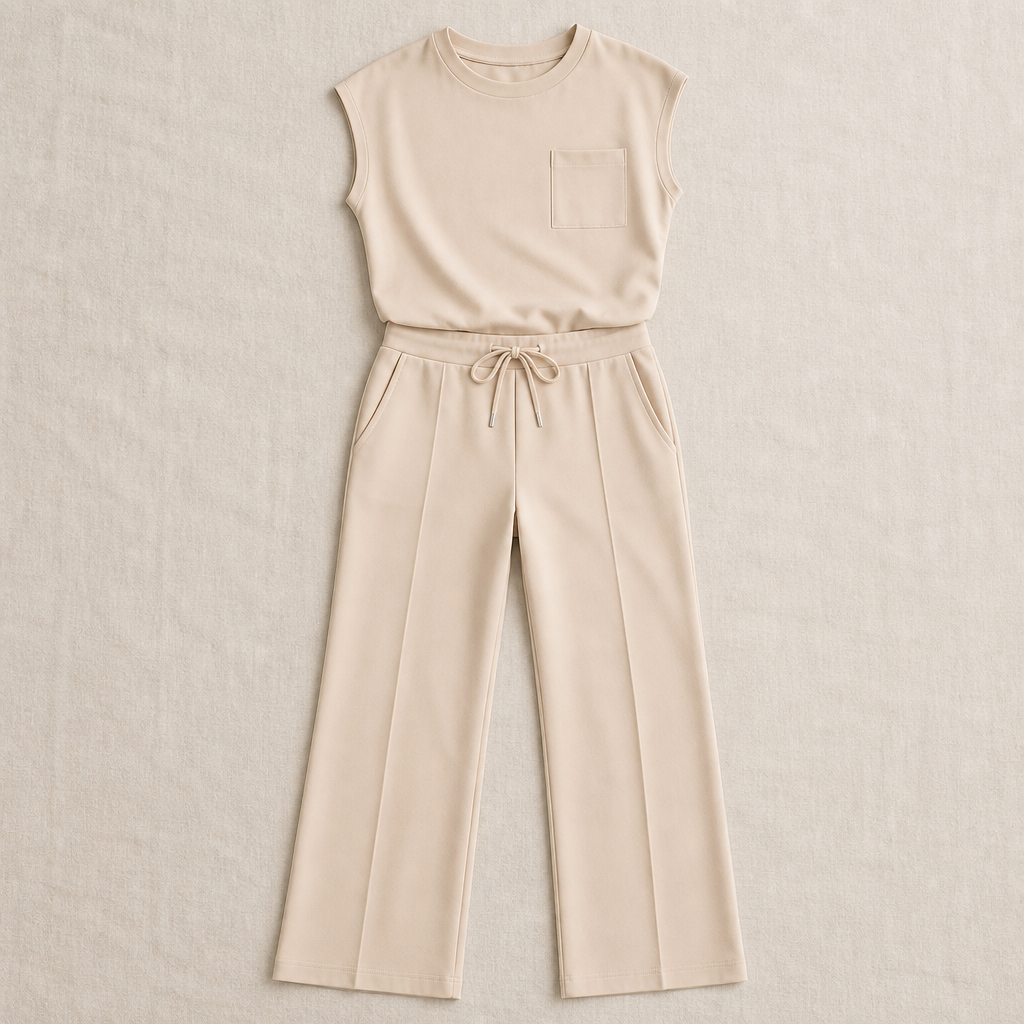 Mirelle – Müheloses Set aus ärmellosem Oberteil und Hose mit weitem Bein – Lamylie