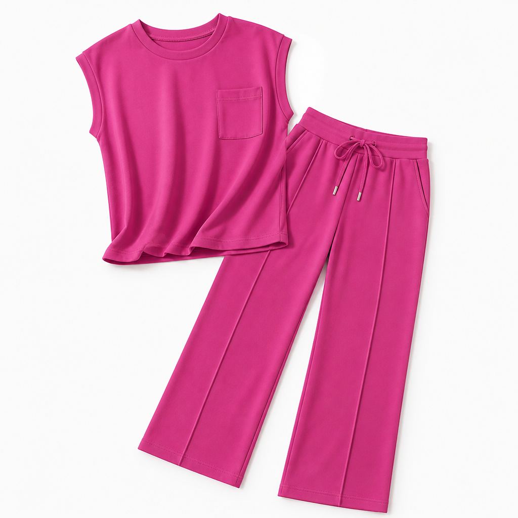 Mirelle – Müheloses Set aus ärmellosem Oberteil und Hose mit weitem Bein – Lamylie
